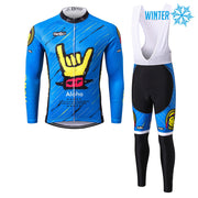 Thriller Rider Sports Bicycle Clothing Mens Cycling Jackets and Bib Tights Winter Kit(Aloha)